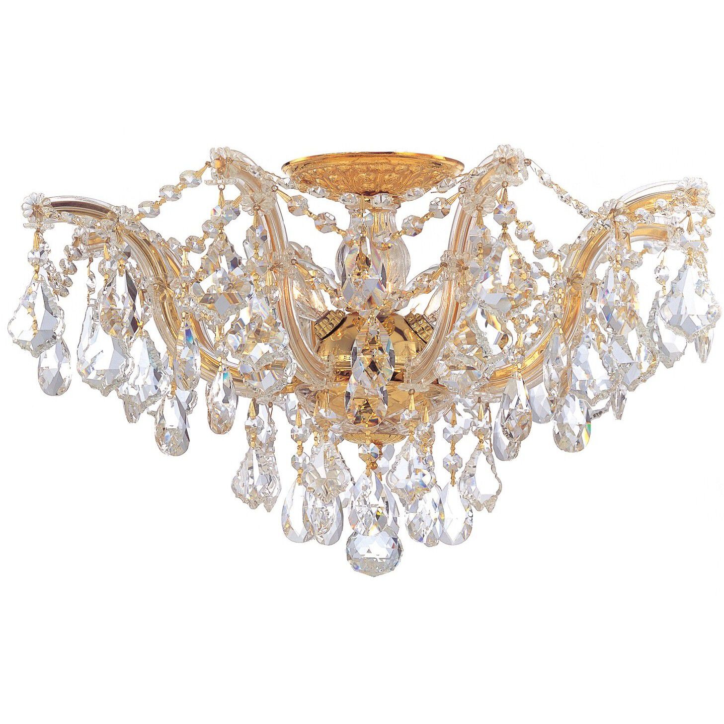 Maria Theresa 5 Light 19 inch Gold Semi Flush Ceiling Light in Clear Swarovski Strass