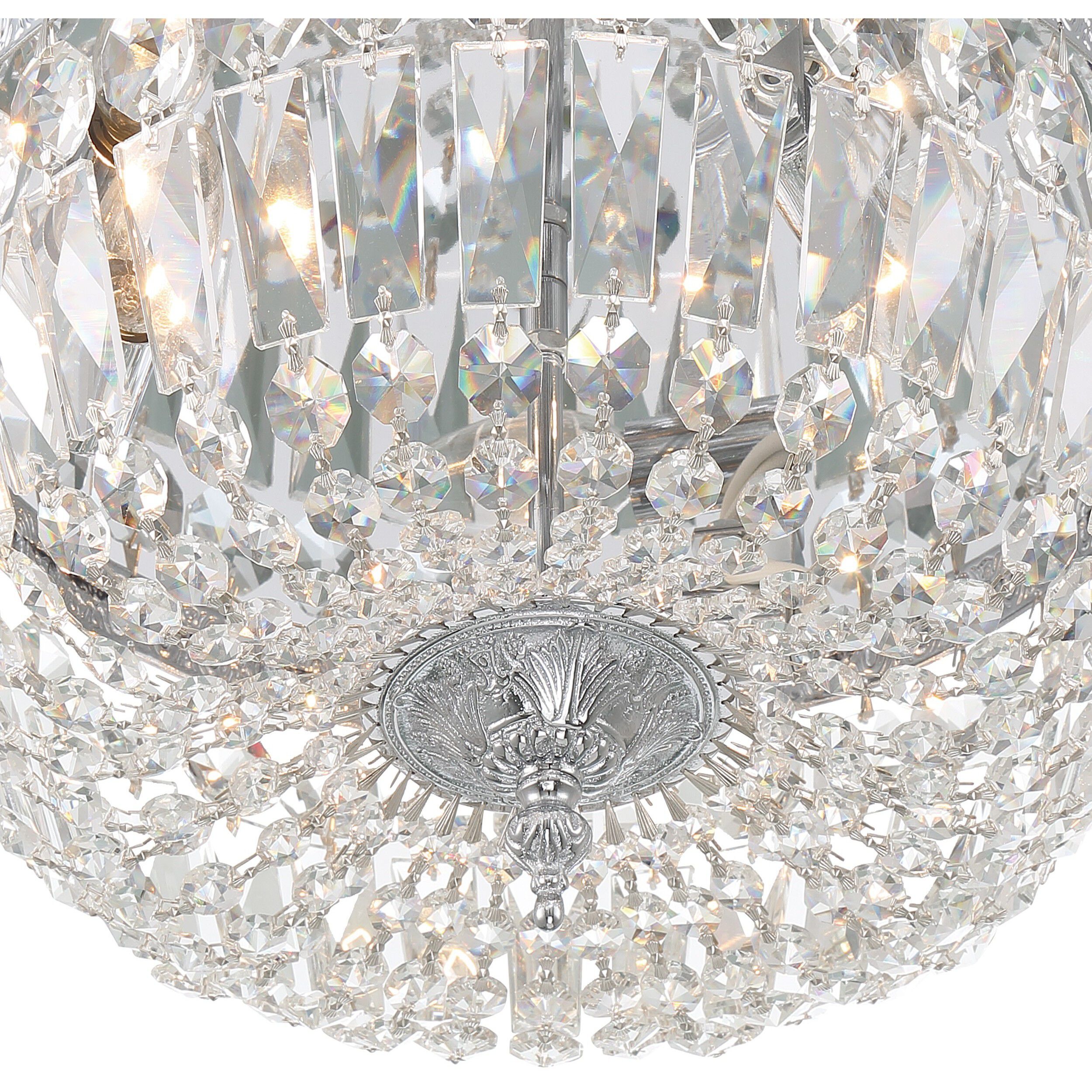 Waltham 3 Light 14 inch Polished Chrome Flush Ceiling Light in Clear Hand Cut