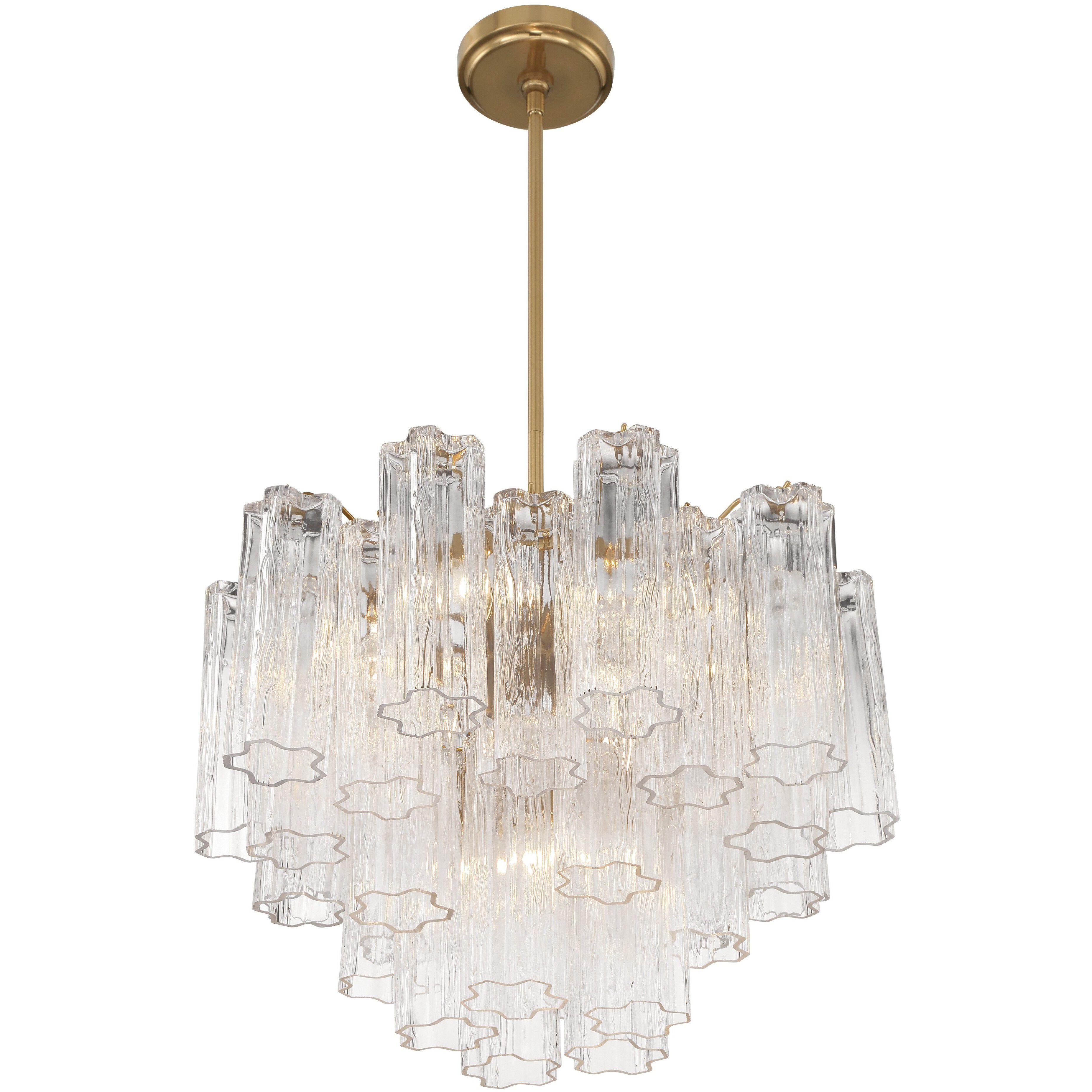 Addis 6 Light 19.75 inch Aged Brass Chandelier Ceiling Light in Tronchi Glass Clear