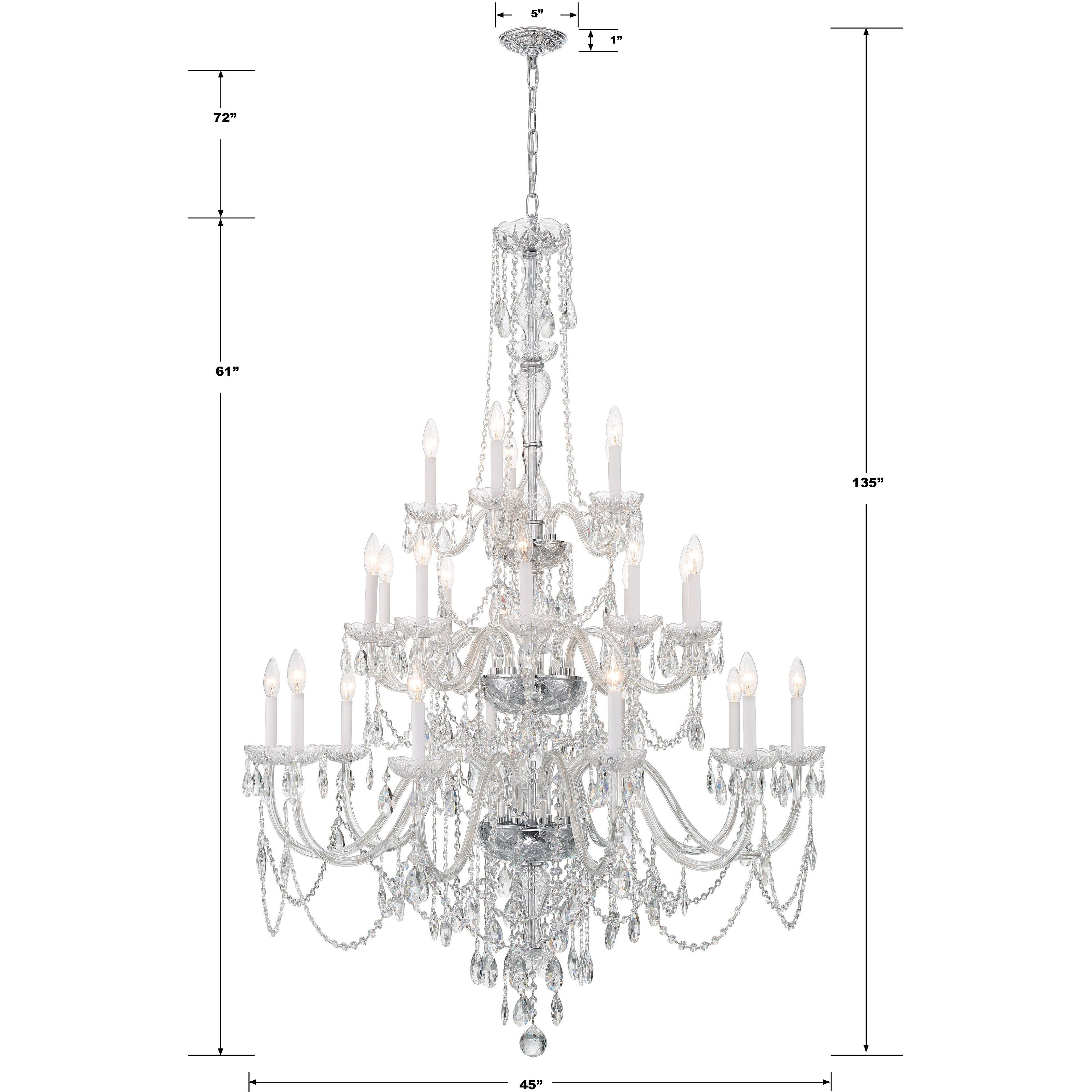 Traditional Crystal 25 Light 45 inch Polished Chrome Chandelier Ceiling Light