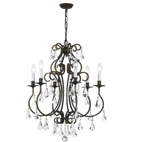 Ashton 6 Light 21.5 inch English Bronze Chandelier Ceiling Light in Clear Swarovski Strass