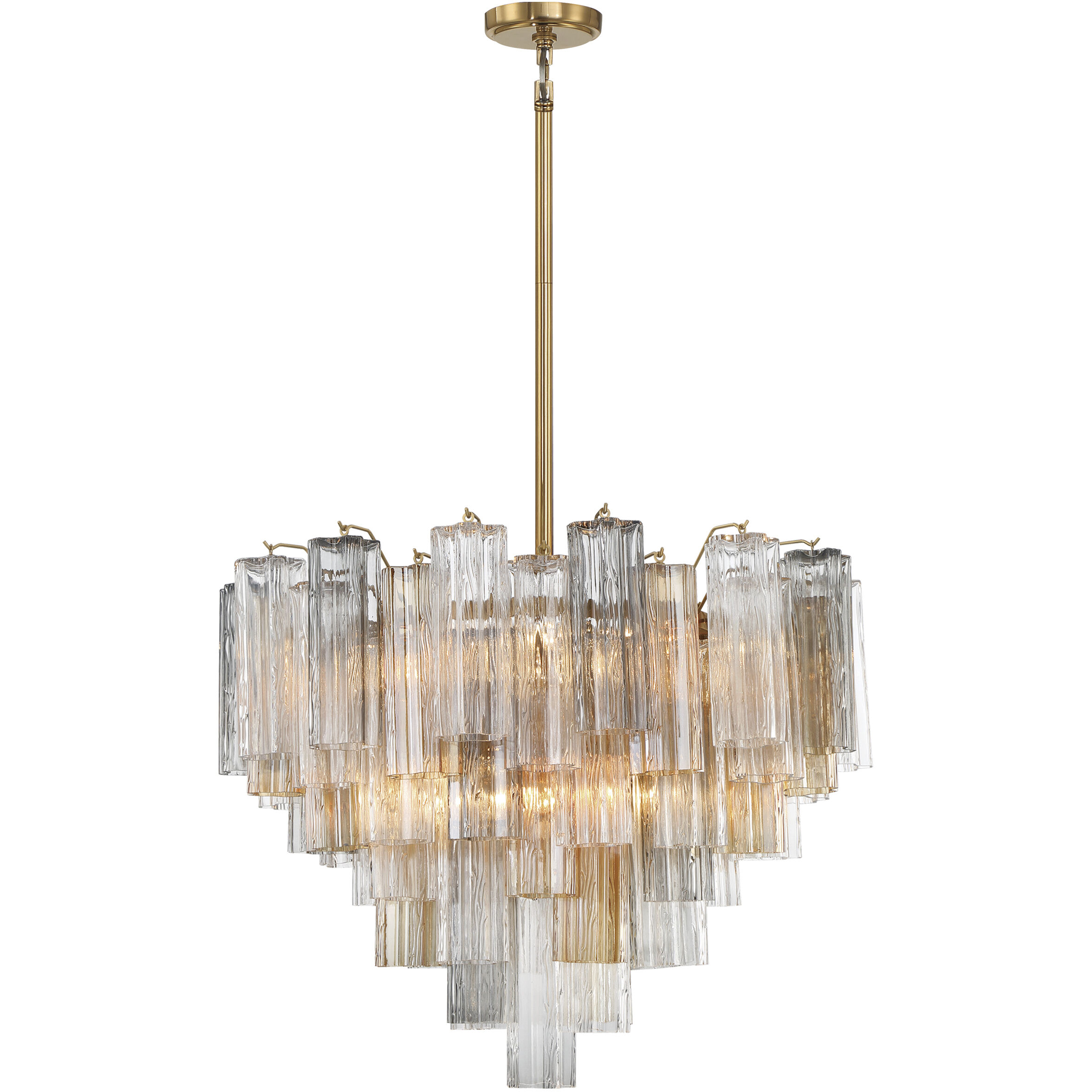 Addis 12 Light 26.75 inch Aged Brass Chandelier Ceiling Light in Tronchi Glass Autumn