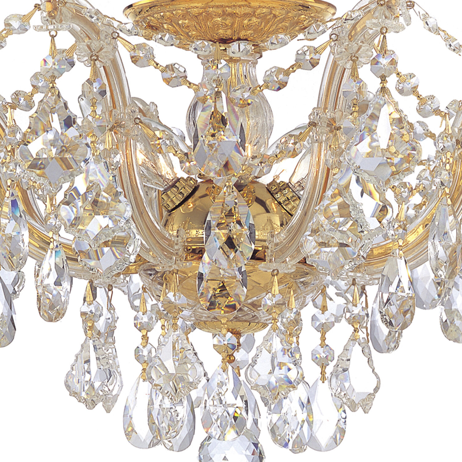 Maria Theresa 5 Light 19 inch Gold Semi Flush Ceiling Light in Clear Hand Cut