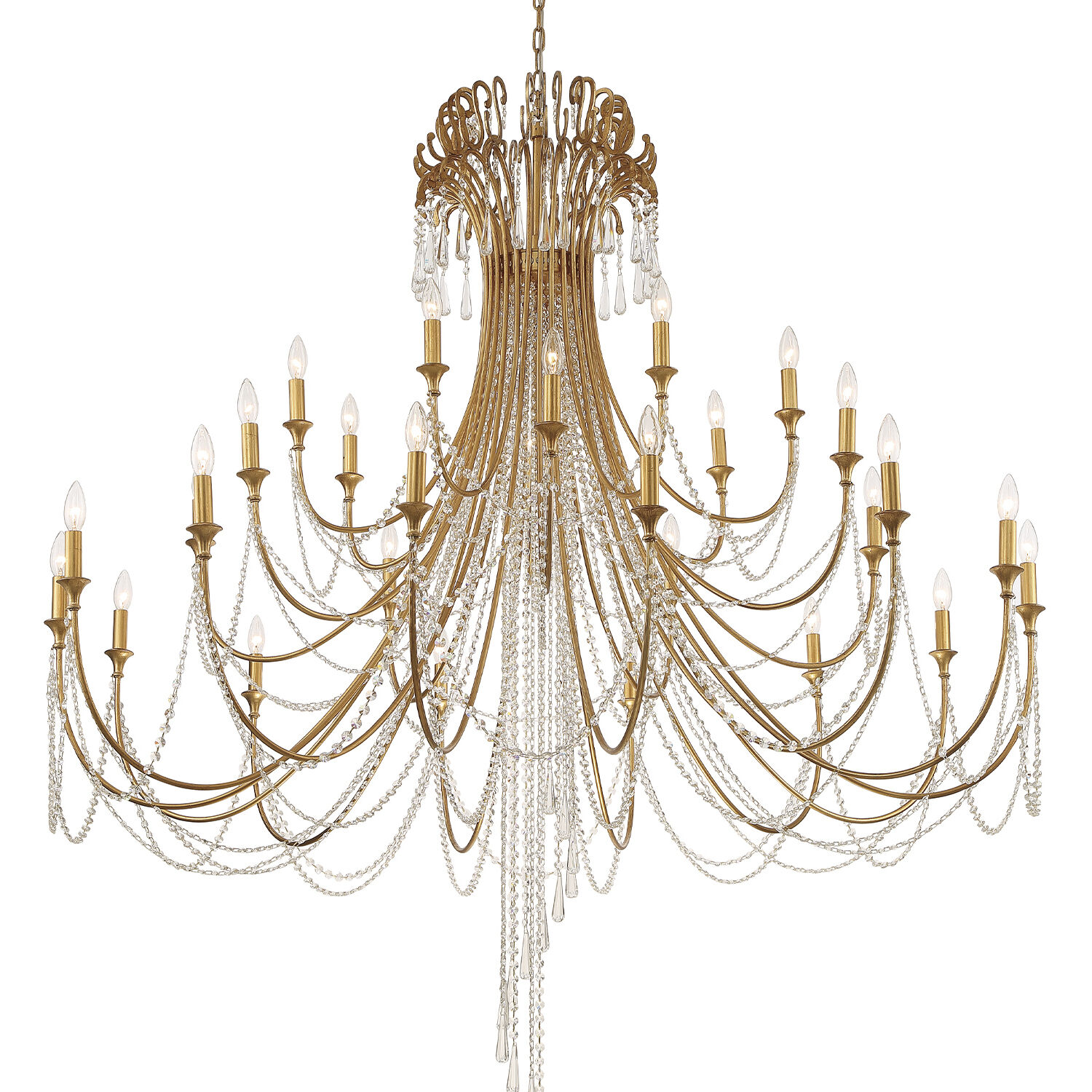 Arcadia 28 Light 61 inch Antique Gold Chandelier Ceiling Light