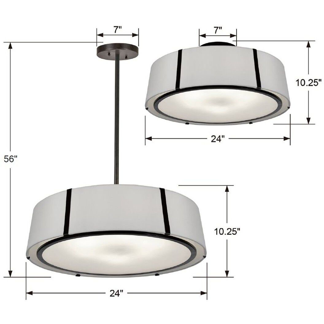 Fulton 6 Light 24 inch Black Semi Flush Ceiling Light