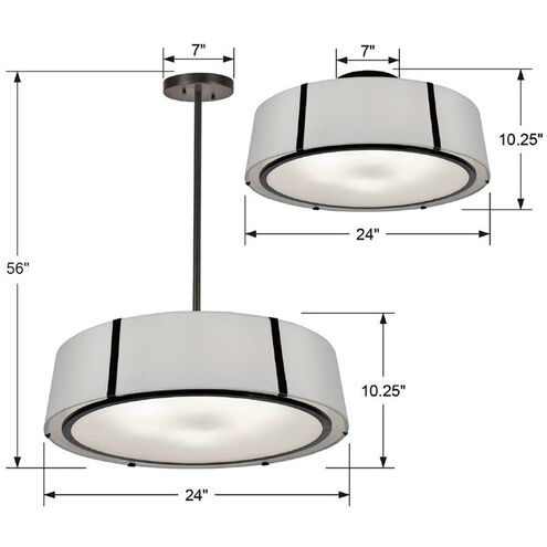 Fulton 6 Light 24 inch Black Semi Flush Ceiling Light