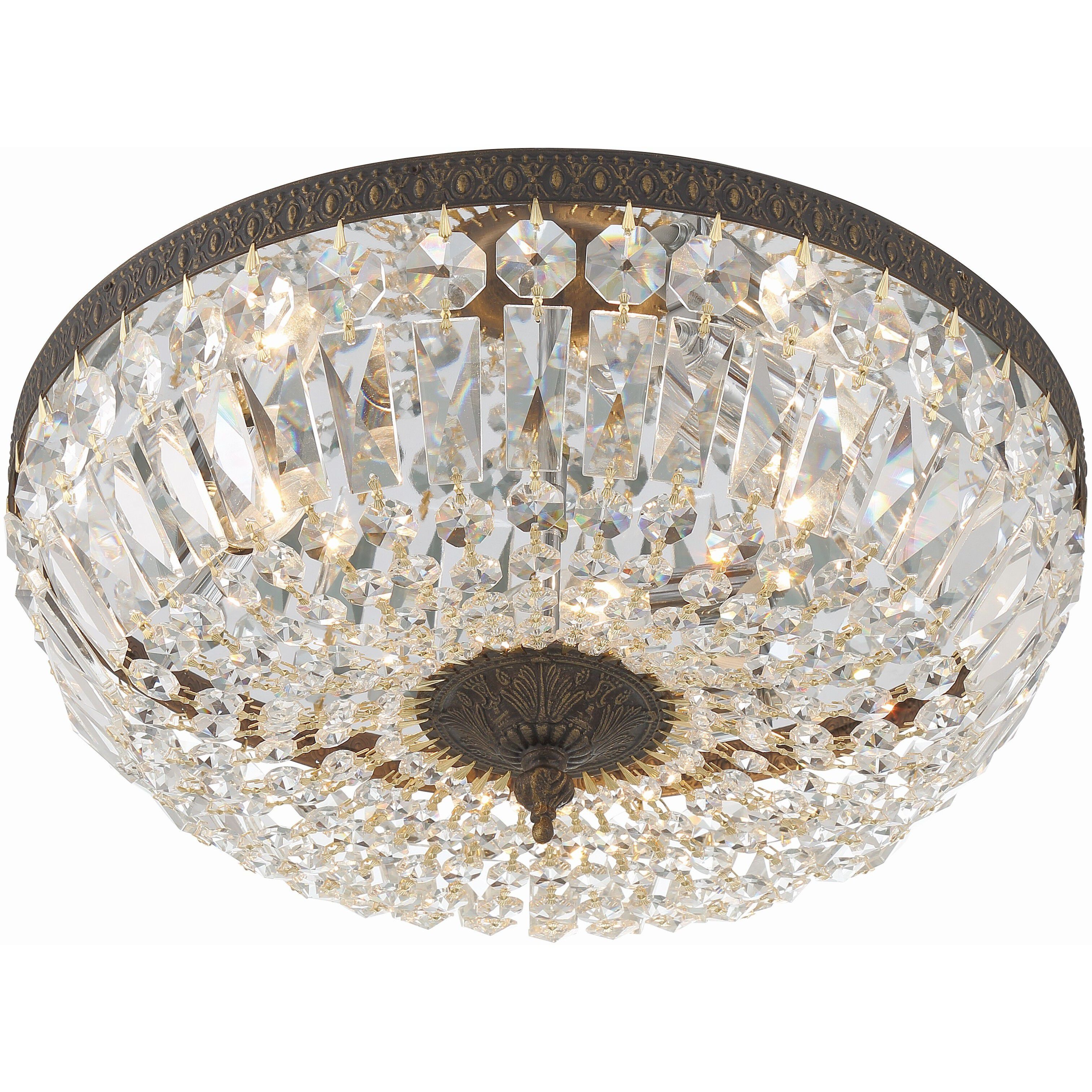Waltham 3 Light 16 inch English Bronze Flush Ceiling Light in Clear Spectra
