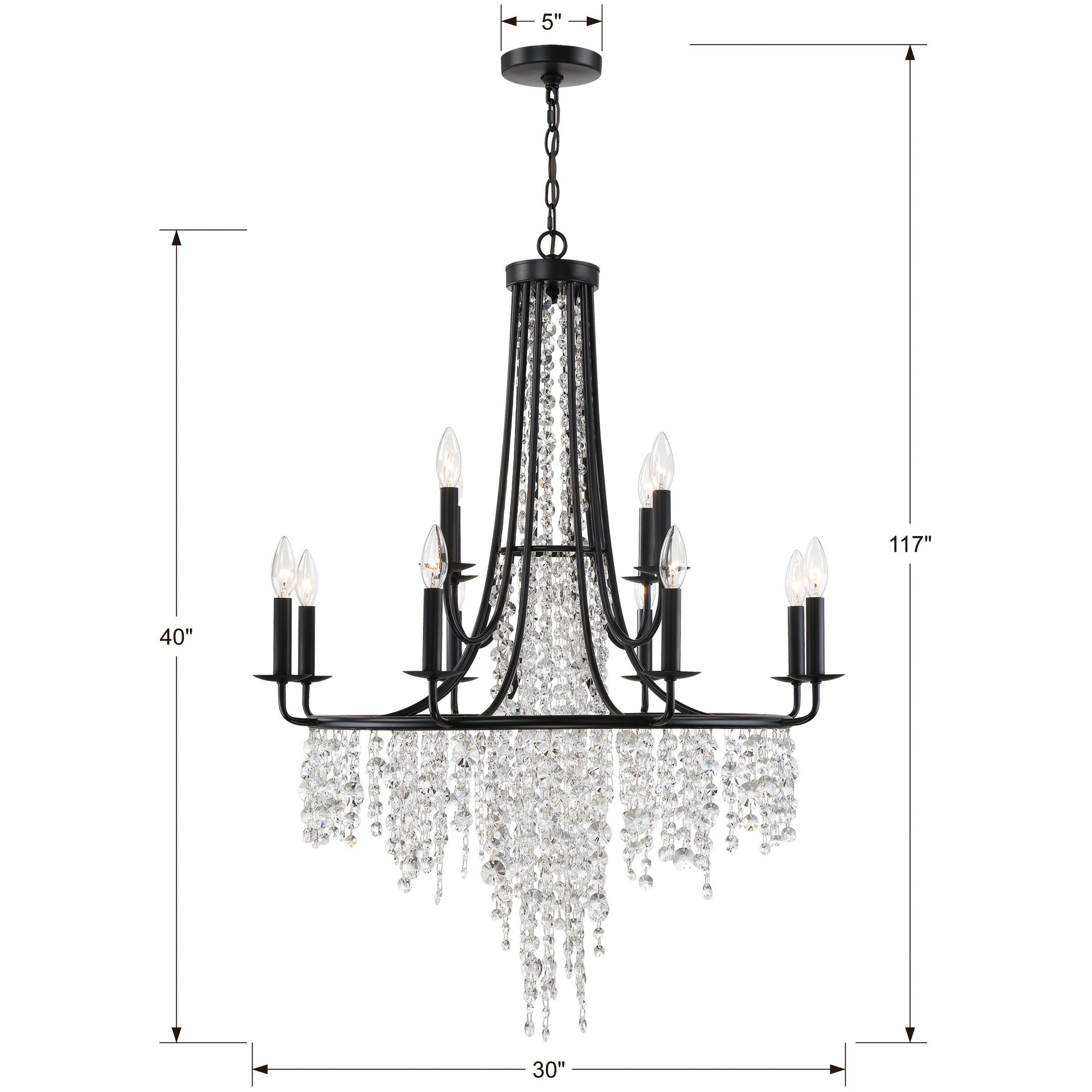 Gabrielle 12 Light 30 inch Matte Black Chandelier Ceiling Light