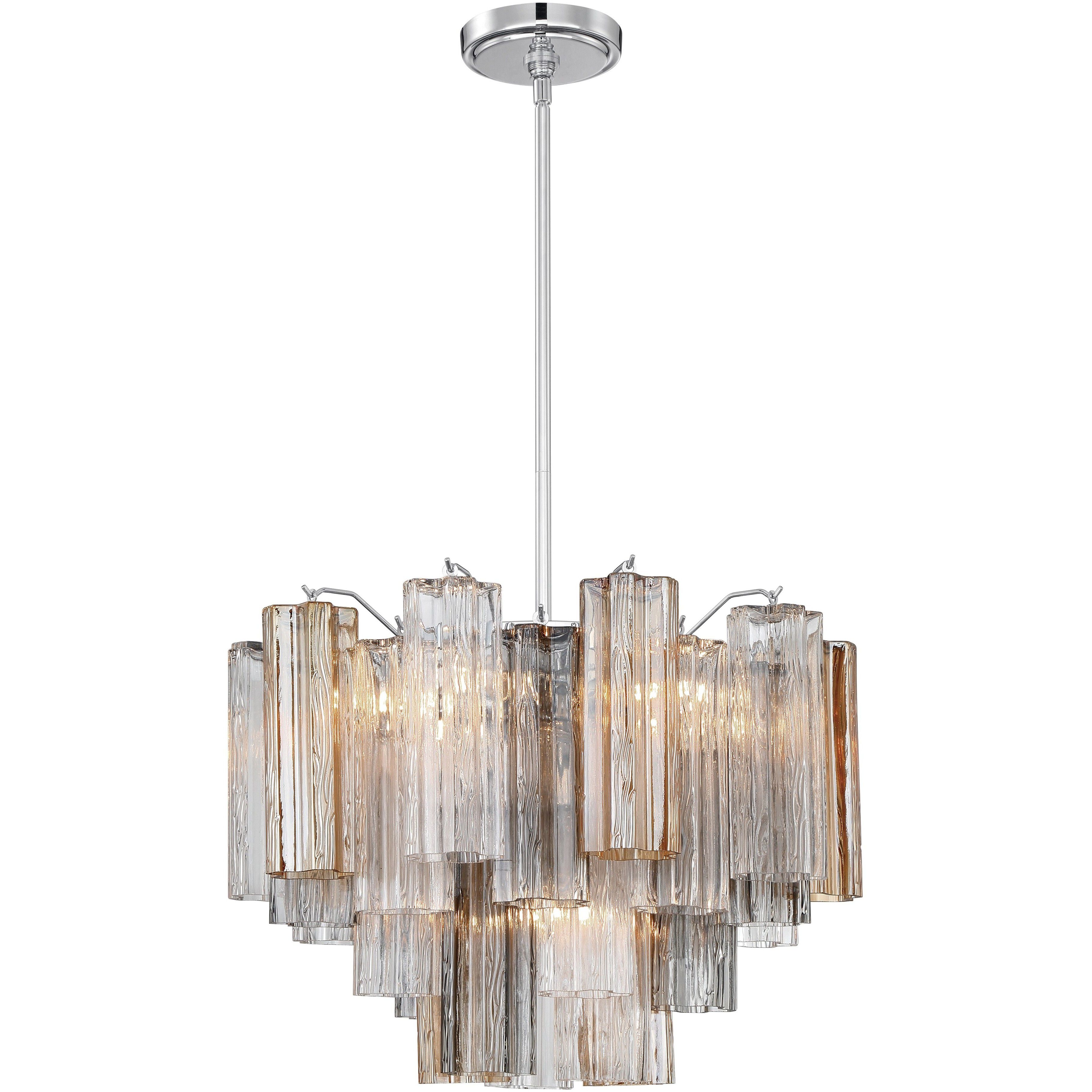 Addis 6 Light 19.75 inch Polished Chrome Chandelier Ceiling Light in Tronchi Glass Autumn