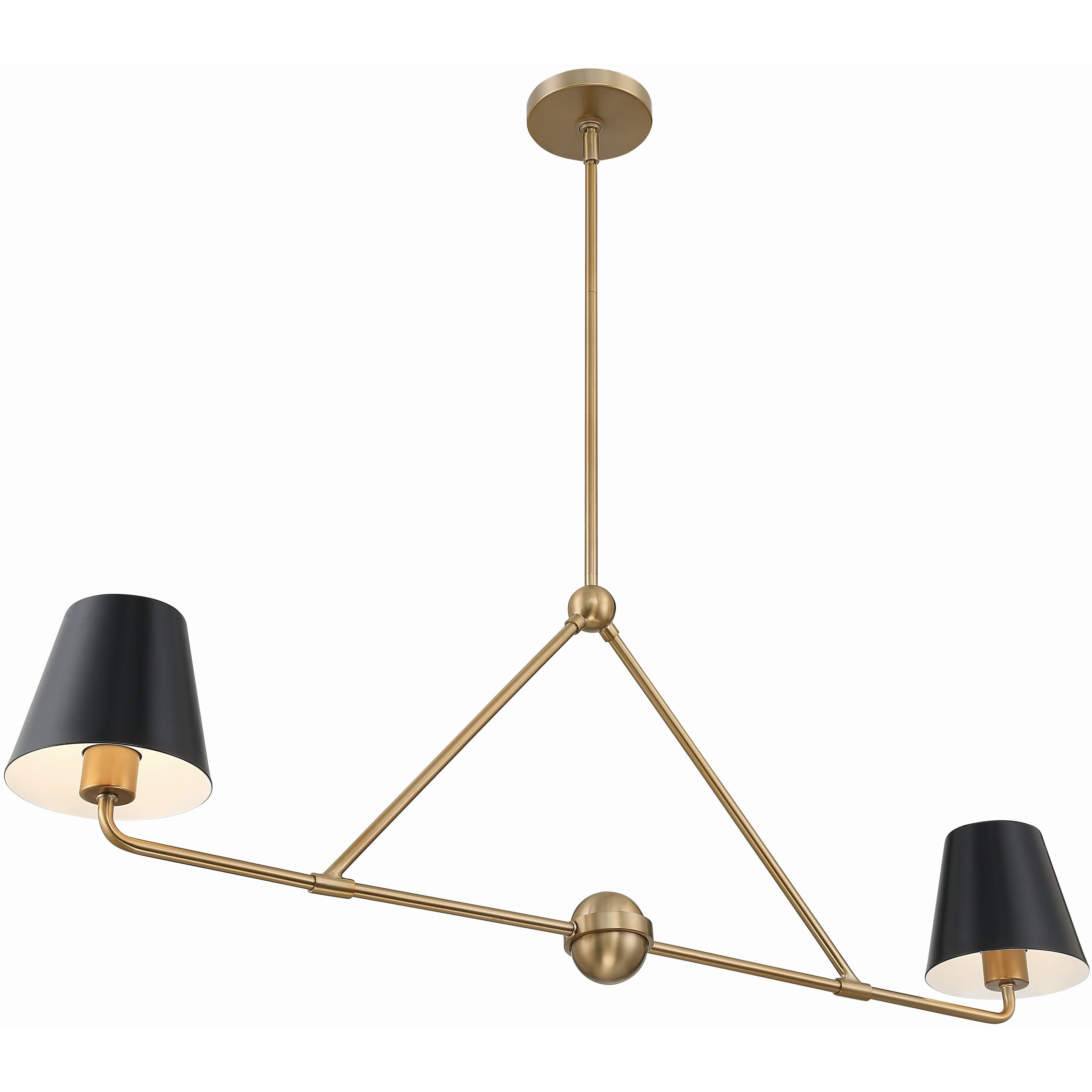 Xavier 2 Light 42 inch Vibrant Gold Linear Chandelier Ceiling Light