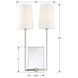 Lena 2 Light 10 inch Polished Chrome Sconce Wall Light