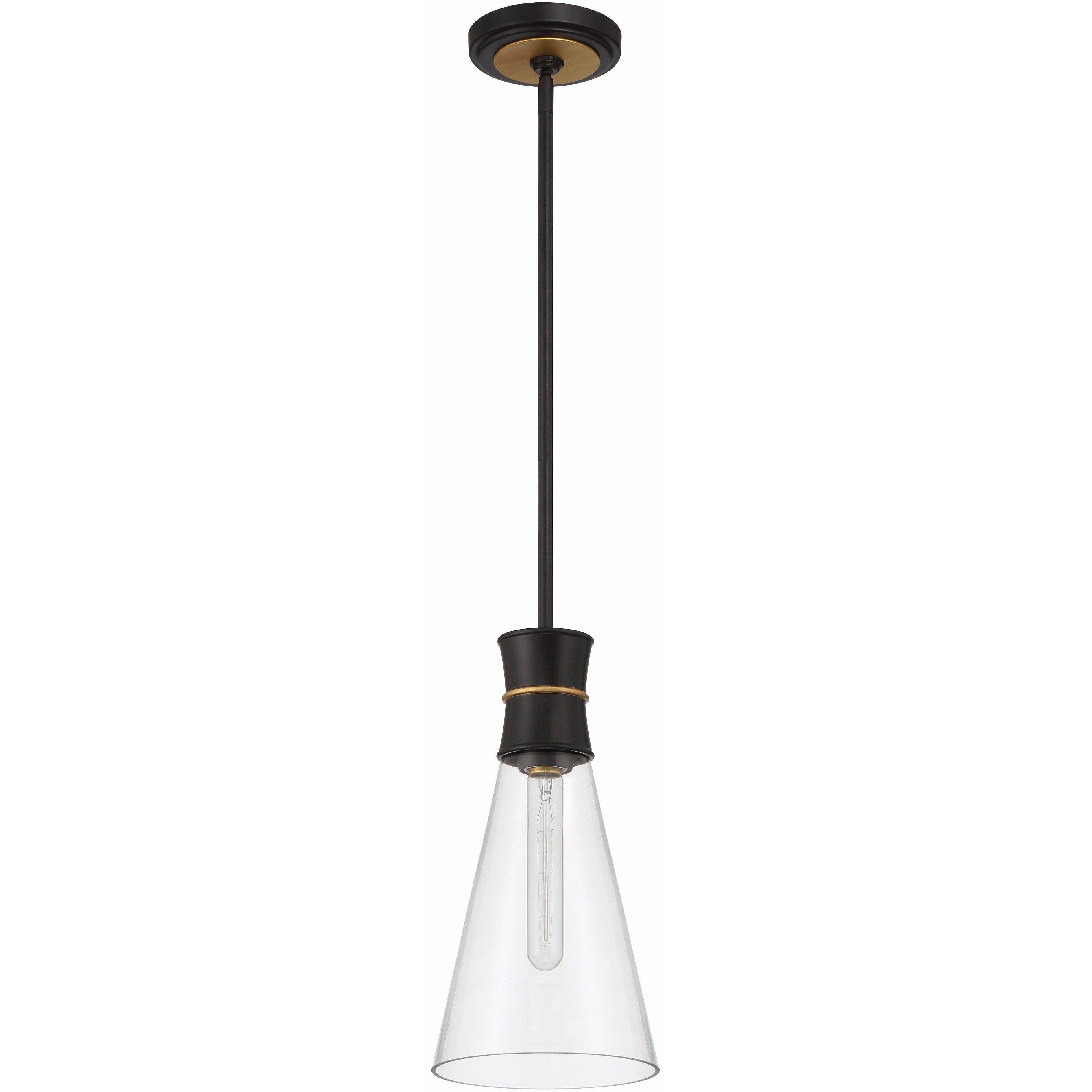 Quinn 1 Light 7 inch Matte Black and Textured Gold Mini Pendant Ceiling Light