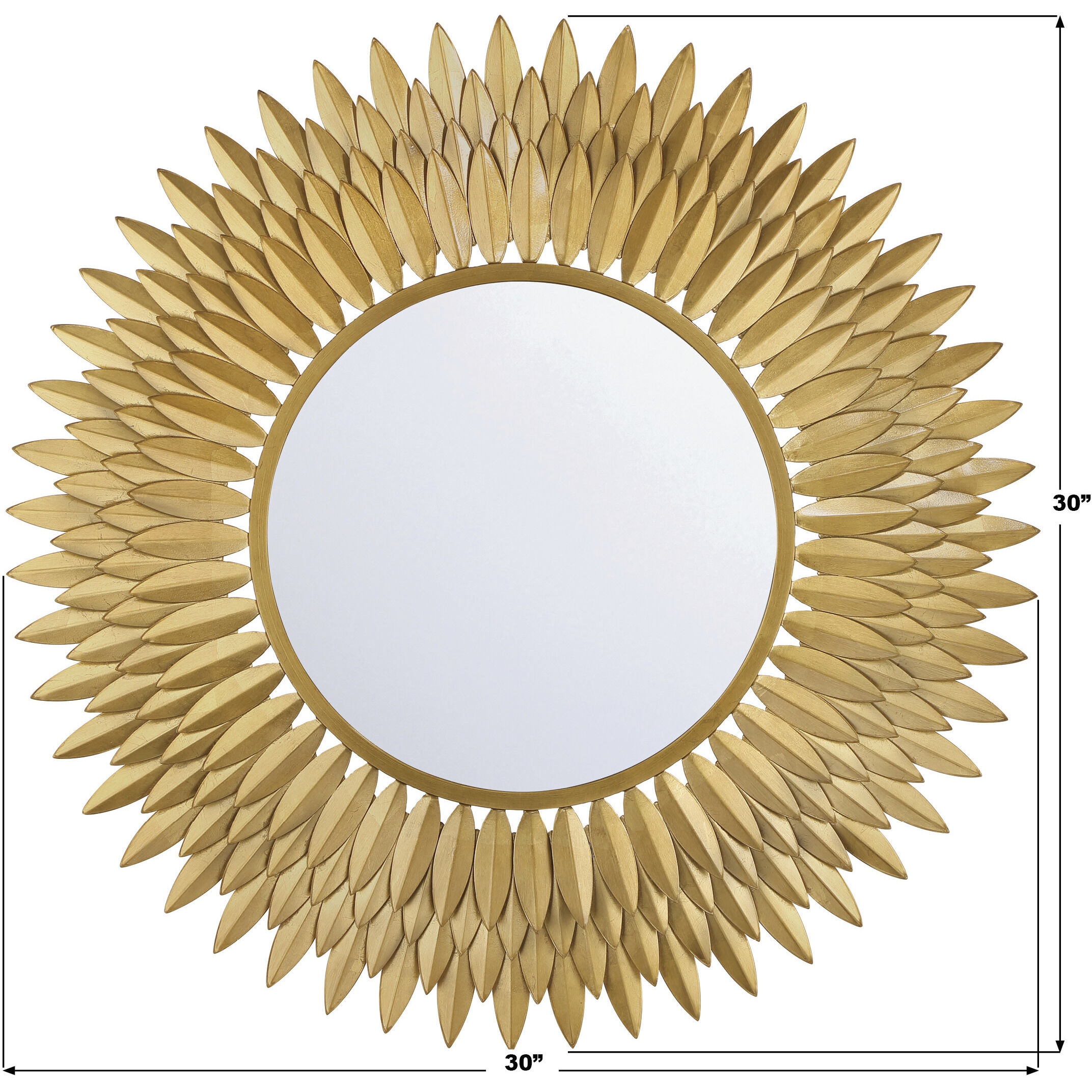 Broche 30 X 30 inch Antique Gold Mirror