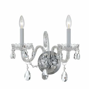 Traditional Crystal 2 Light 15 inch Polished Chrome Sconce Wall Light in Clear Hand Cut