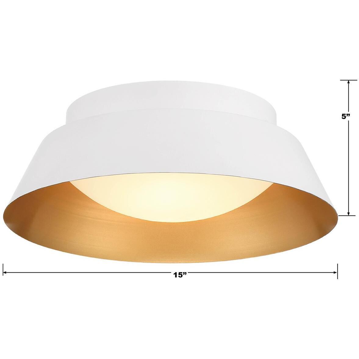 Donoven 2 Light 15 inch White and Gold Flush Ceiling Light