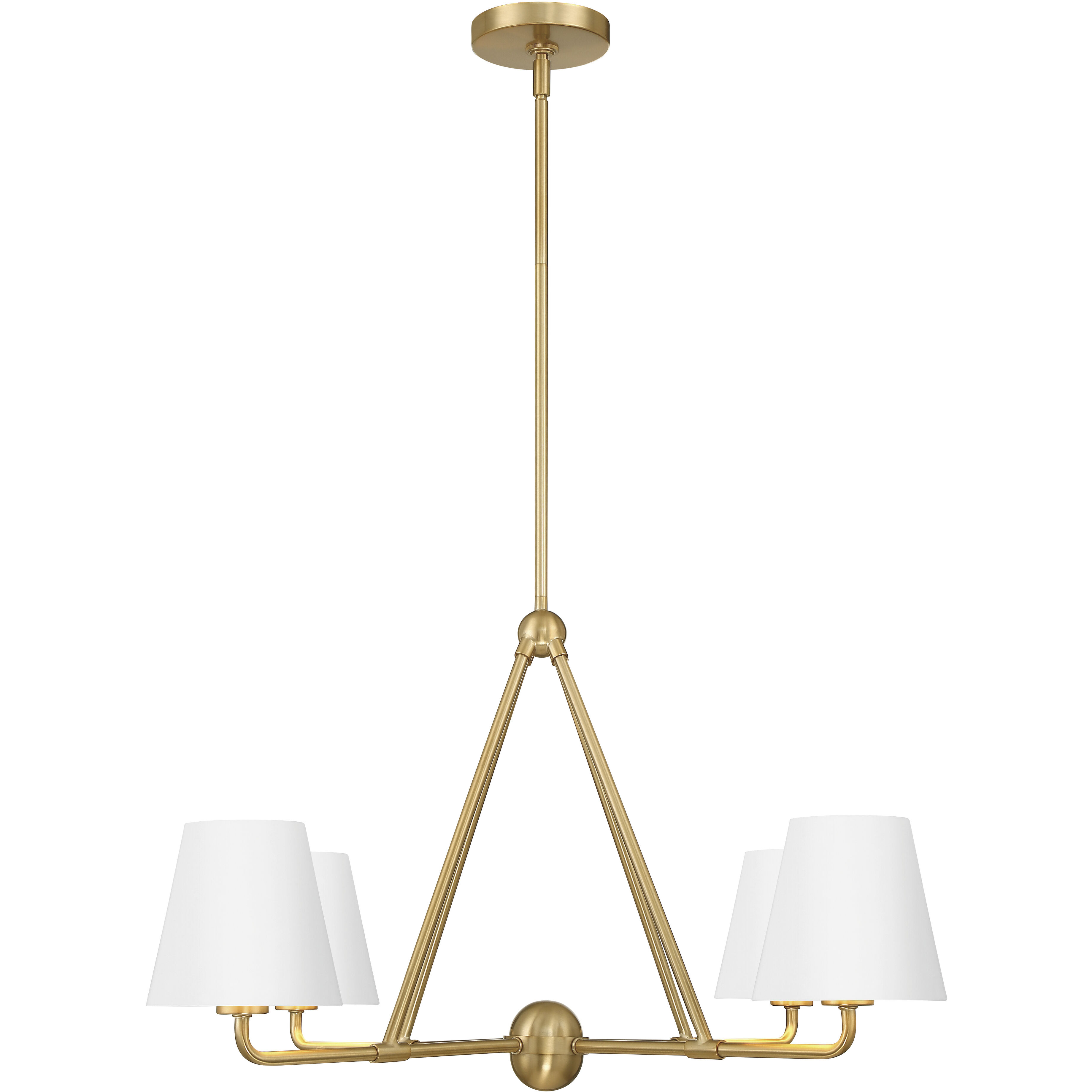Xavier 4 Light 31.75 inch Vibrant Gold Chandelier Ceiling Light in Vibrant Gold and White