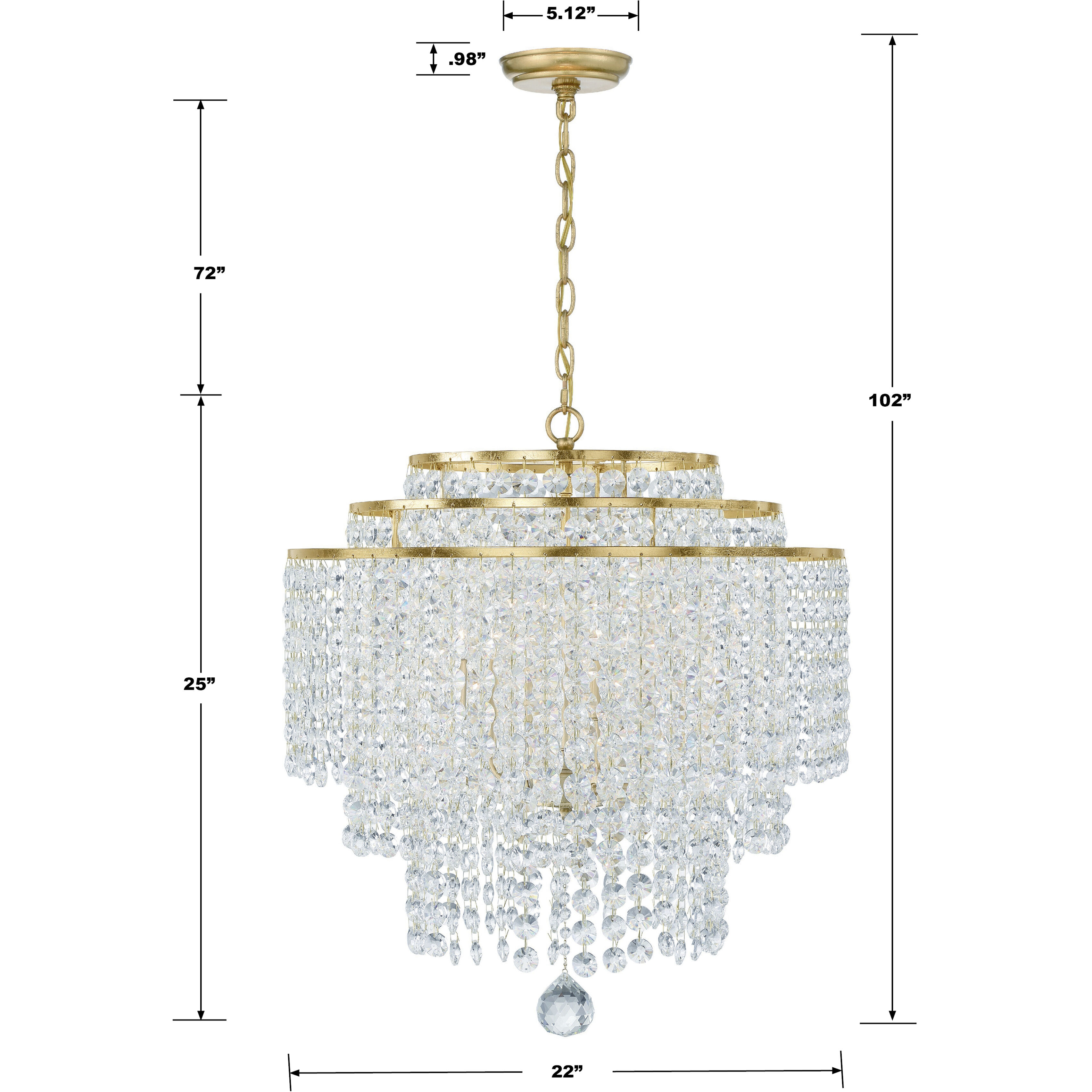 Gabrielle 6 Light 22 inch Antique Gold Chandelier Ceiling Light