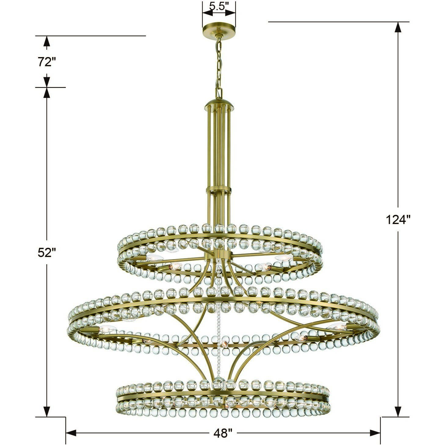 Clover 24 Light 48 inch Aged Brass Chandelier Ceiling Light