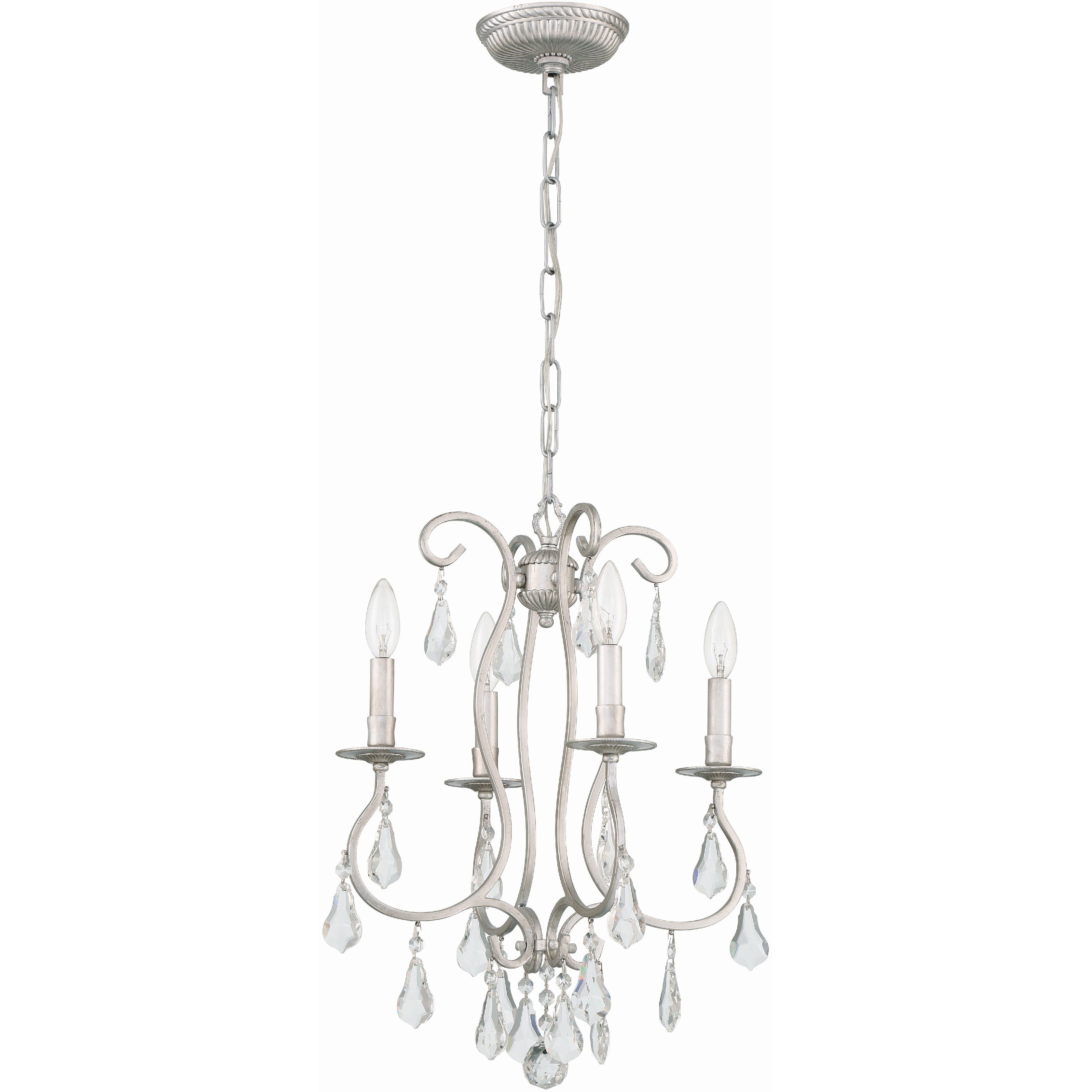 Ashton 4 Light 16 inch Olde Silver Mini Chandelier Ceiling Light in Clear Hand Cut