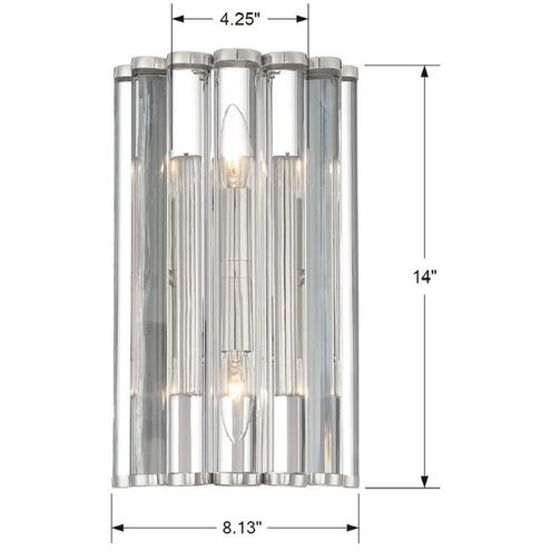 Elliot 2 Light 8.25 inch Polished Nickel Sconce Wall Light