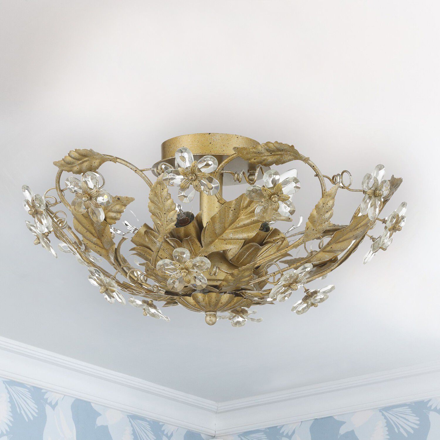 Paris Market 6 Light 16 inch Gold Leaf Semi Flush Ceiling Light