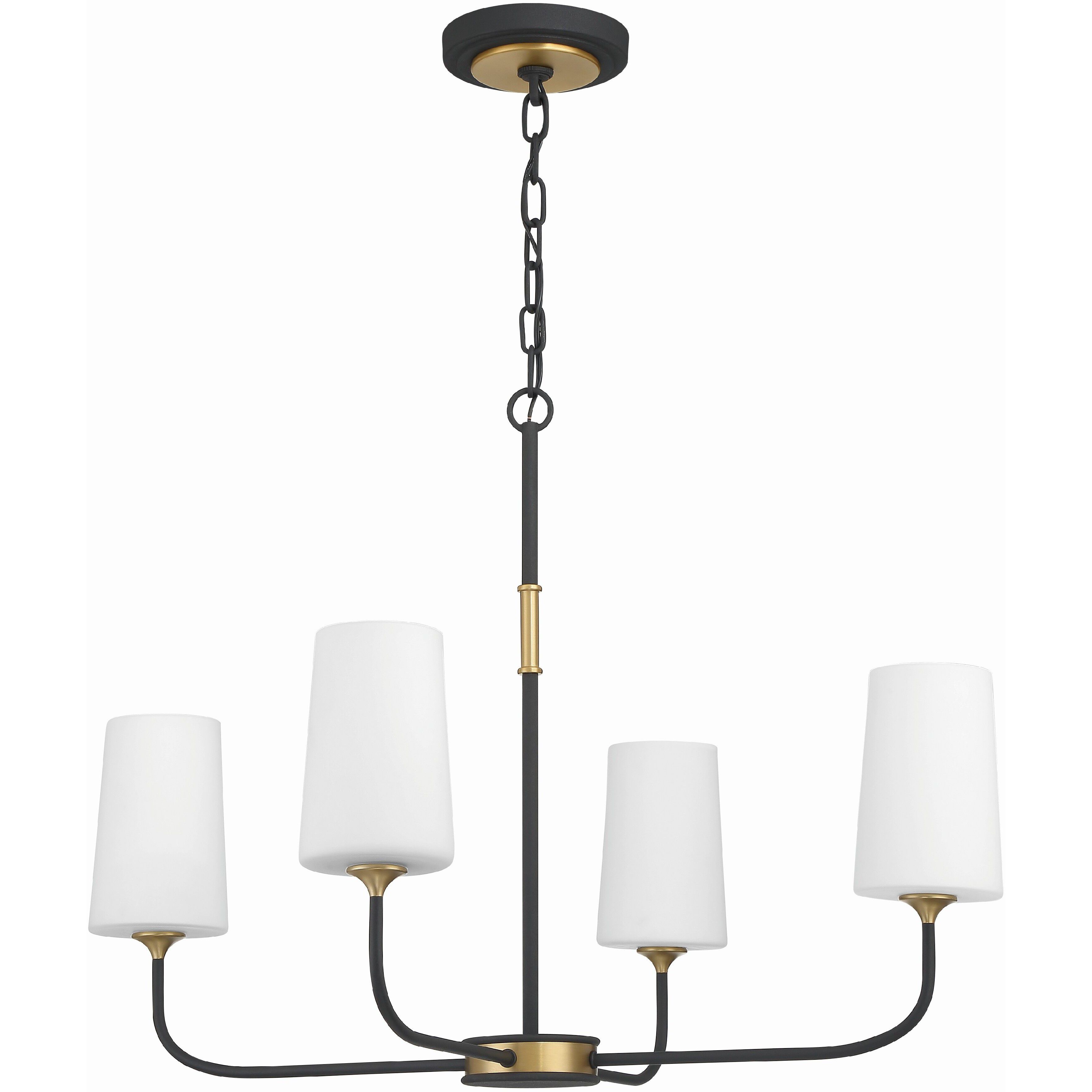 Niles 4 Light 29 inch Black Forged and Modern Gold Chandelier Ceiling Light