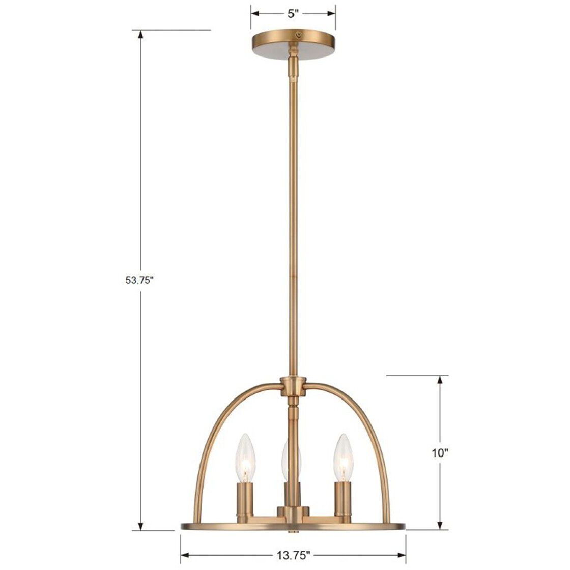 Abbott 3 Light 13.75 inch Vibrant Gold Mini Chandelier Ceiling Light