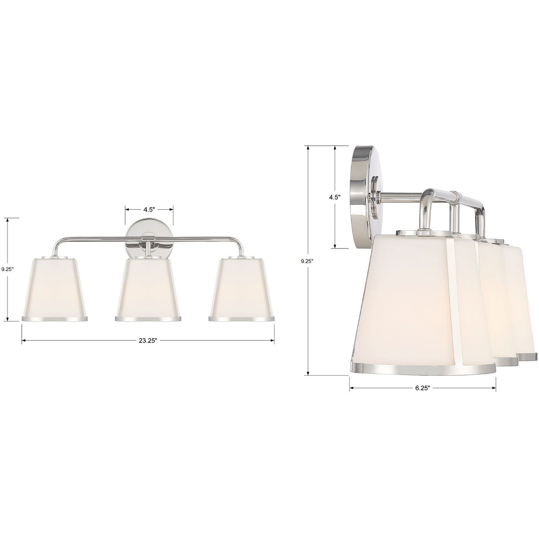 Fulton 3 Light 23.25 inch Polished Nickel Bathroom Vanity Light Wall Light in White