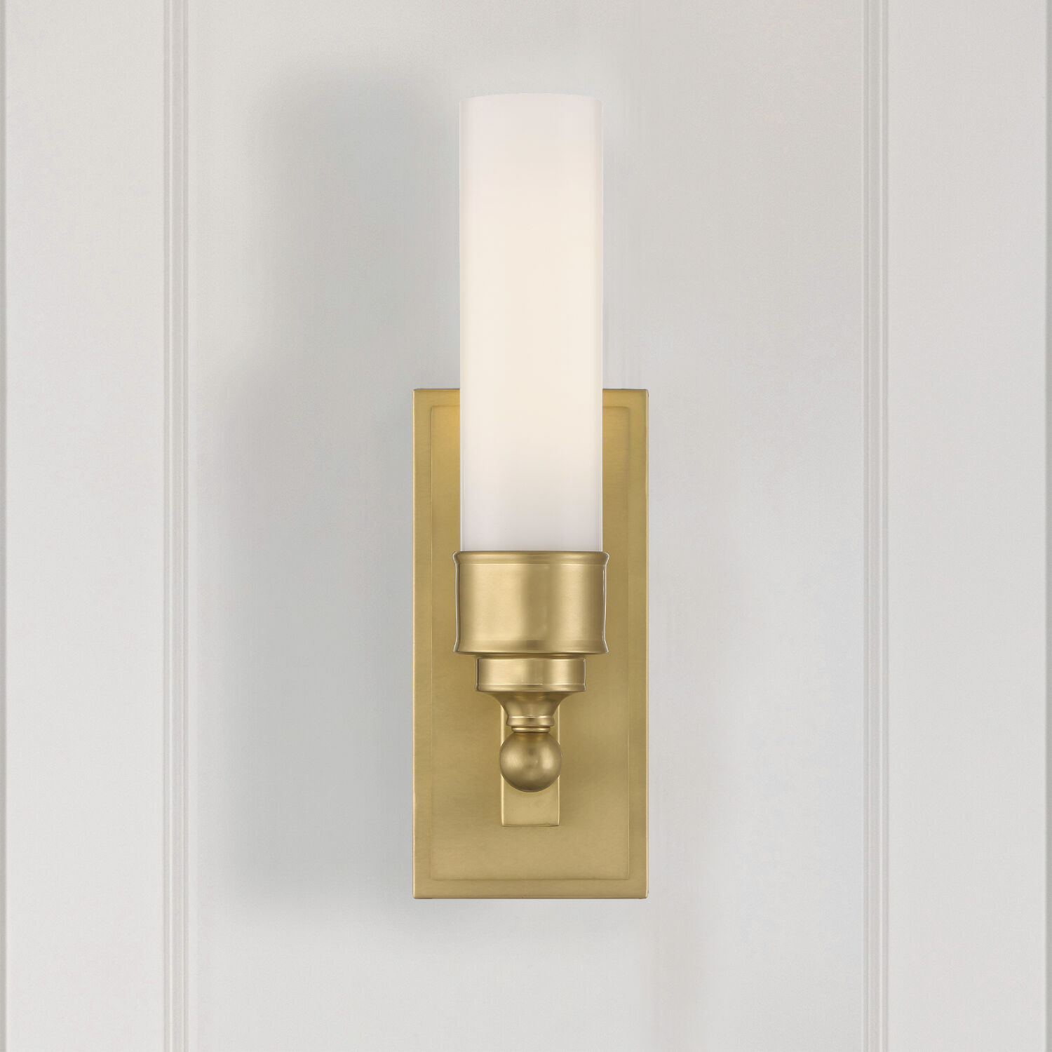 Wilcox Bath Sconce Wall Light in Aged Brass