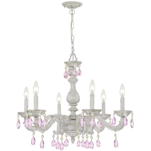Paris Market 6 Light 28 inch Antique White Chandelier Ceiling Light in Rose Colored Hand Cut