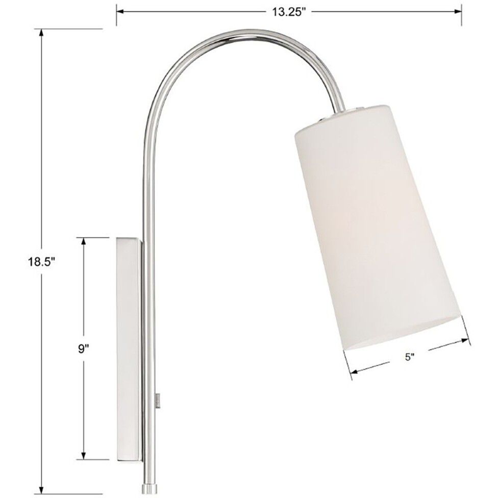 Alexa 13.25 inch 100.00 watt Polished Nickel Task Sconce Wall Light