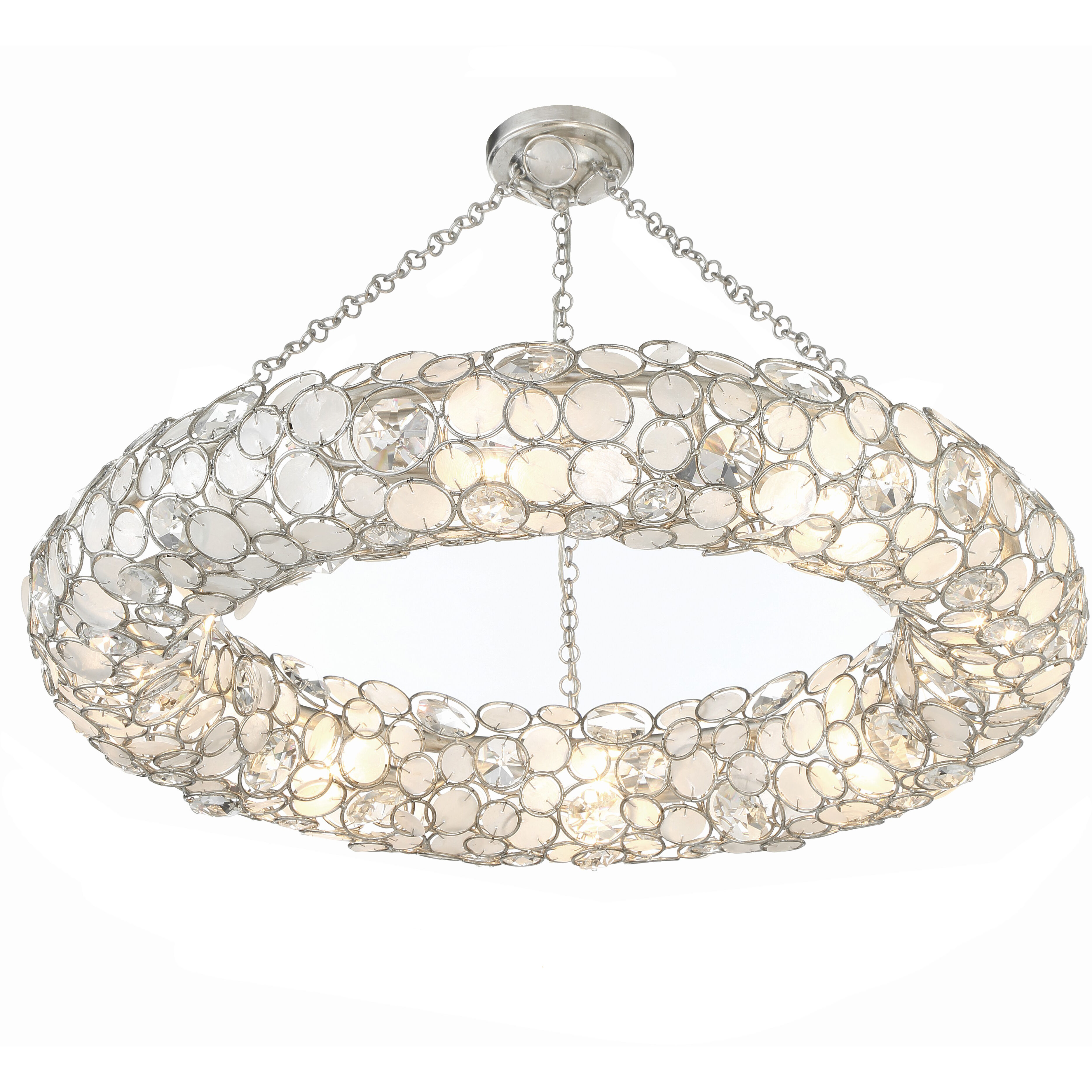 Palla 8 Light 32 inch Antique Silver Semi Flush Ceiling Light