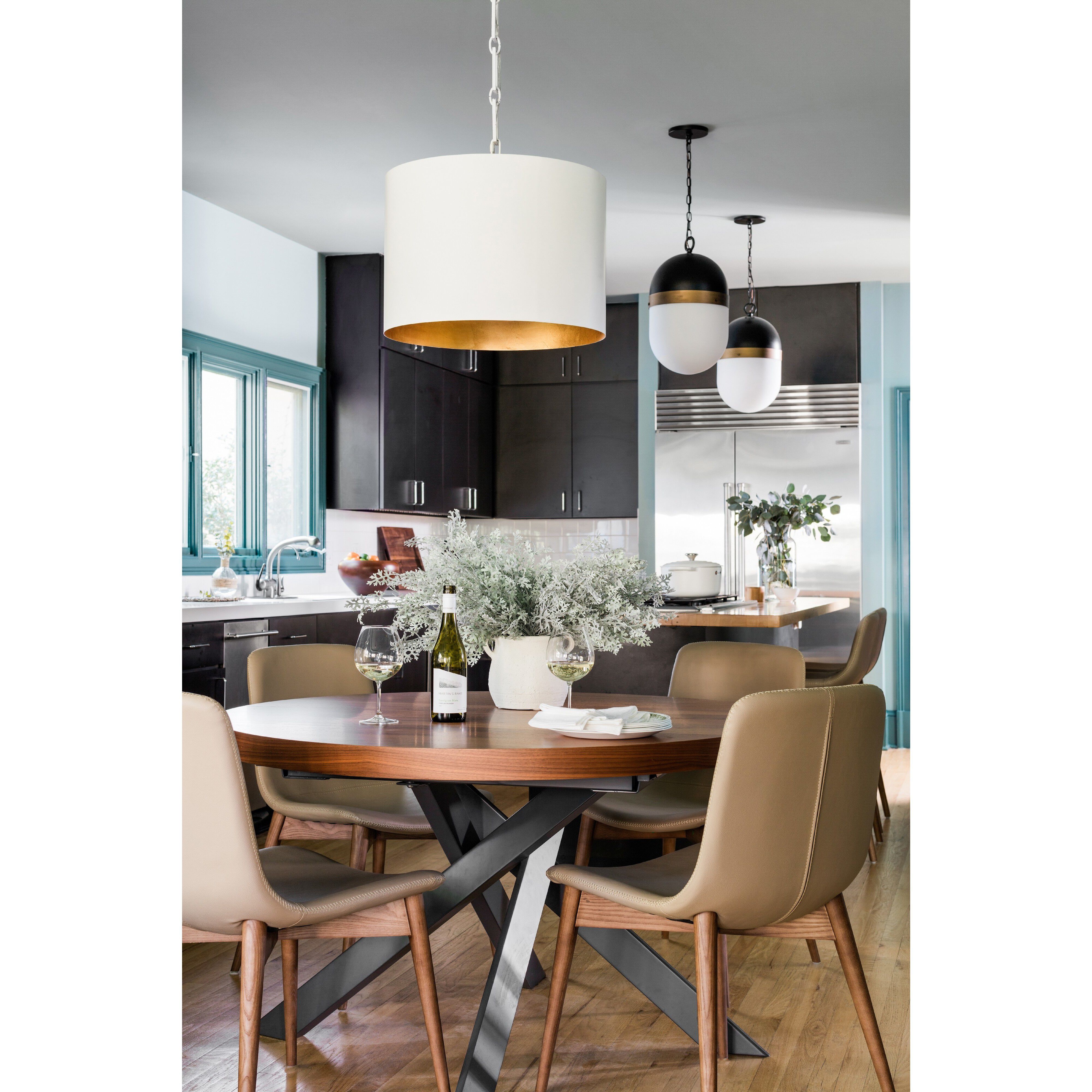 Alston 6 Light 20 inch Matte White/Antique Gold Pendant Ceiling Light in Matte White and Antique Gold