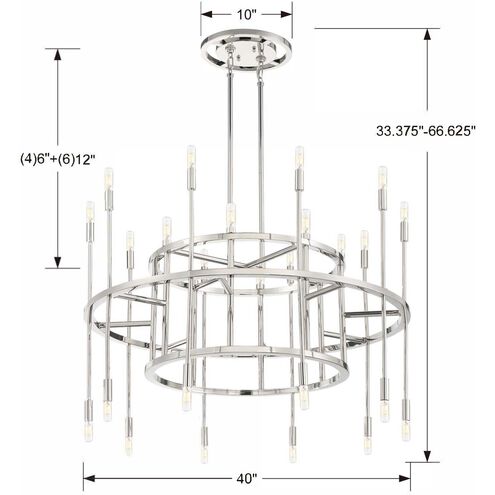 Aries 20 Light 40 inch Polished Nickel Chandelier Ceiling Light