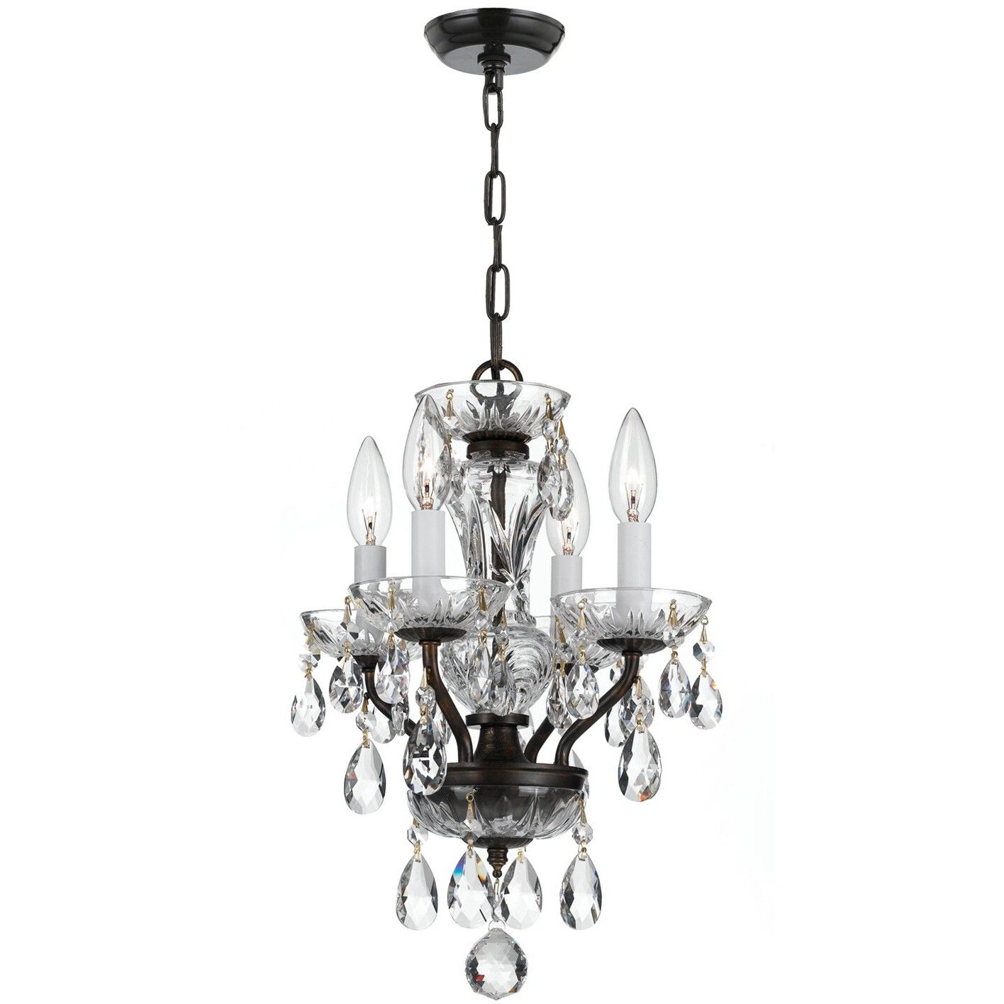 Welton 4 Light 11 inch English Bronze Mini Chandelier Ceiling Light in Clear Swarovski Strass