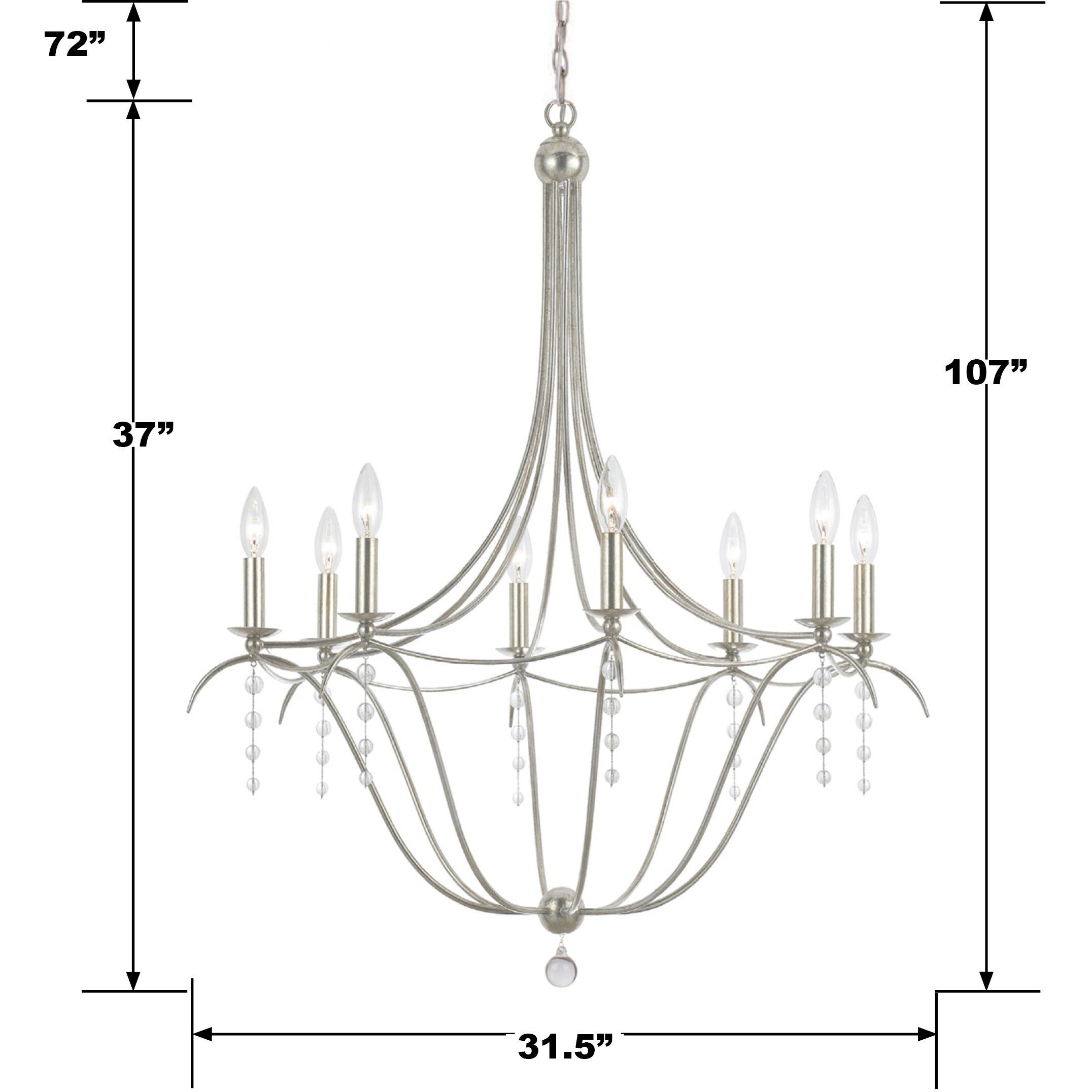 Metro 8 Light 31.5 inch Antique Silver Chandelier Ceiling Light