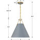 Xavier 3 Light 16 inch Vibrant Gold Pendant Ceiling Light in Vibrant Gold and Blue