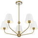 Xavier 5 Light 28 inch Vibrant Gold Chandelier Ceiling Light in Vibrant Gold and White