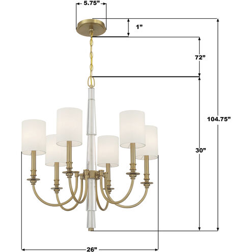 Lloyd 6 Light 26 inch Aged Brass Chandelier Ceiling Light