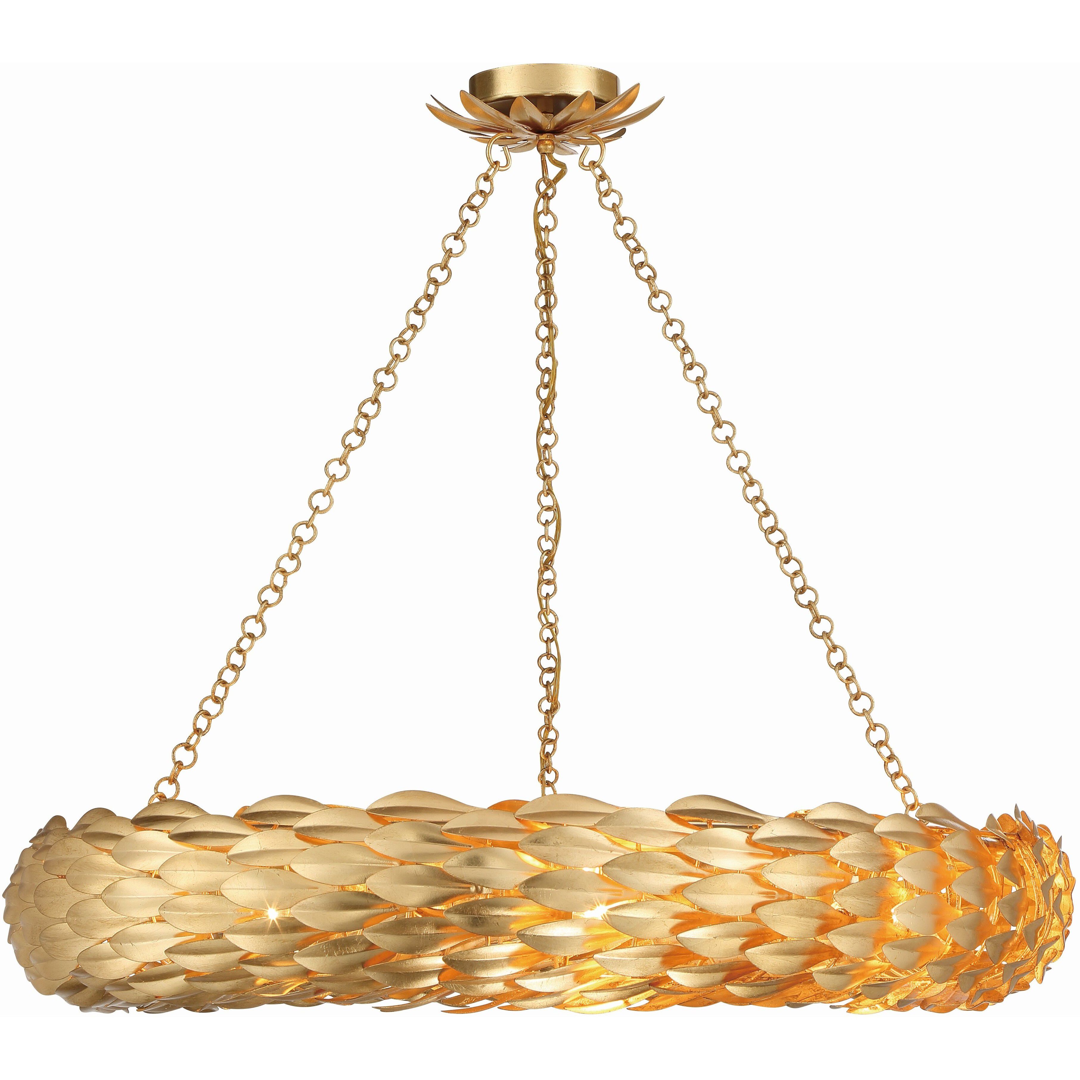 Broche 8 Light 33.5 inch Antique Gold Chandelier Ceiling Light