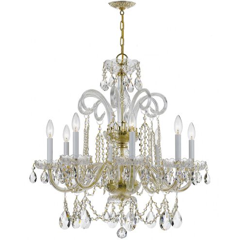 Traditional Crystal 8 Light 27 inch Polished Brass Chandelier Ceiling Light in Clear Hand Cut