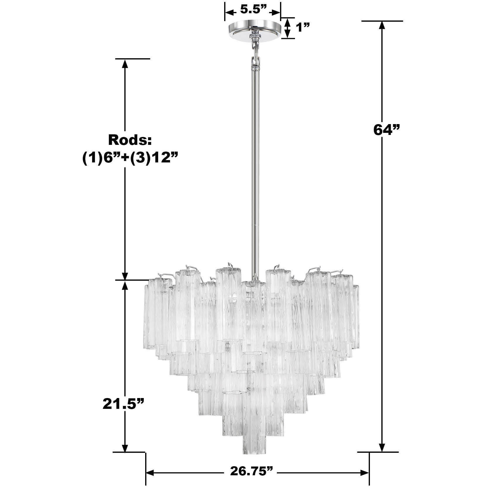 Addis 12 Light 26.75 inch Polished Chrome Chandelier Ceiling Light in Tronchi Glass Clear