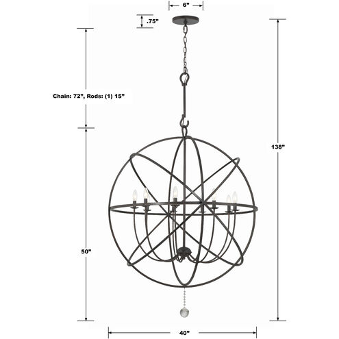 Solaris 9 Light 40 inch English Bronze Chandelier Ceiling Light