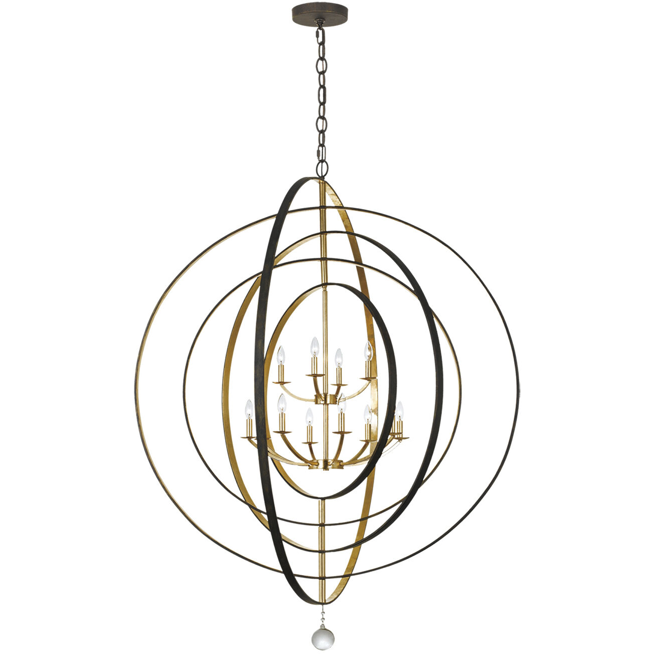 Luna 12 Light 60 inch English Bronze and Antique Gold Chandelier Ceiling Light