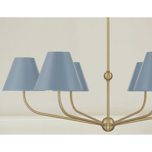 Xavier 6 Light 40 inch Vibrant Gold and Blue Chandelier Ceiling Light