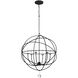 Solaris 6 Light 22.5 inch Black Chandelier Ceiling Light