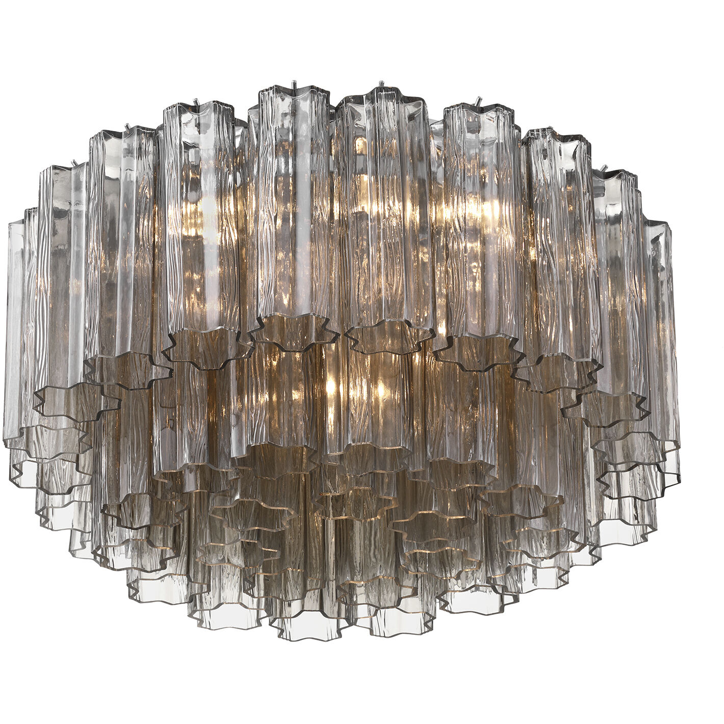 Addis 7 Light 22.25 inch Polished Chrome Flush Ceiling Light in Tronchi Glass Smoke