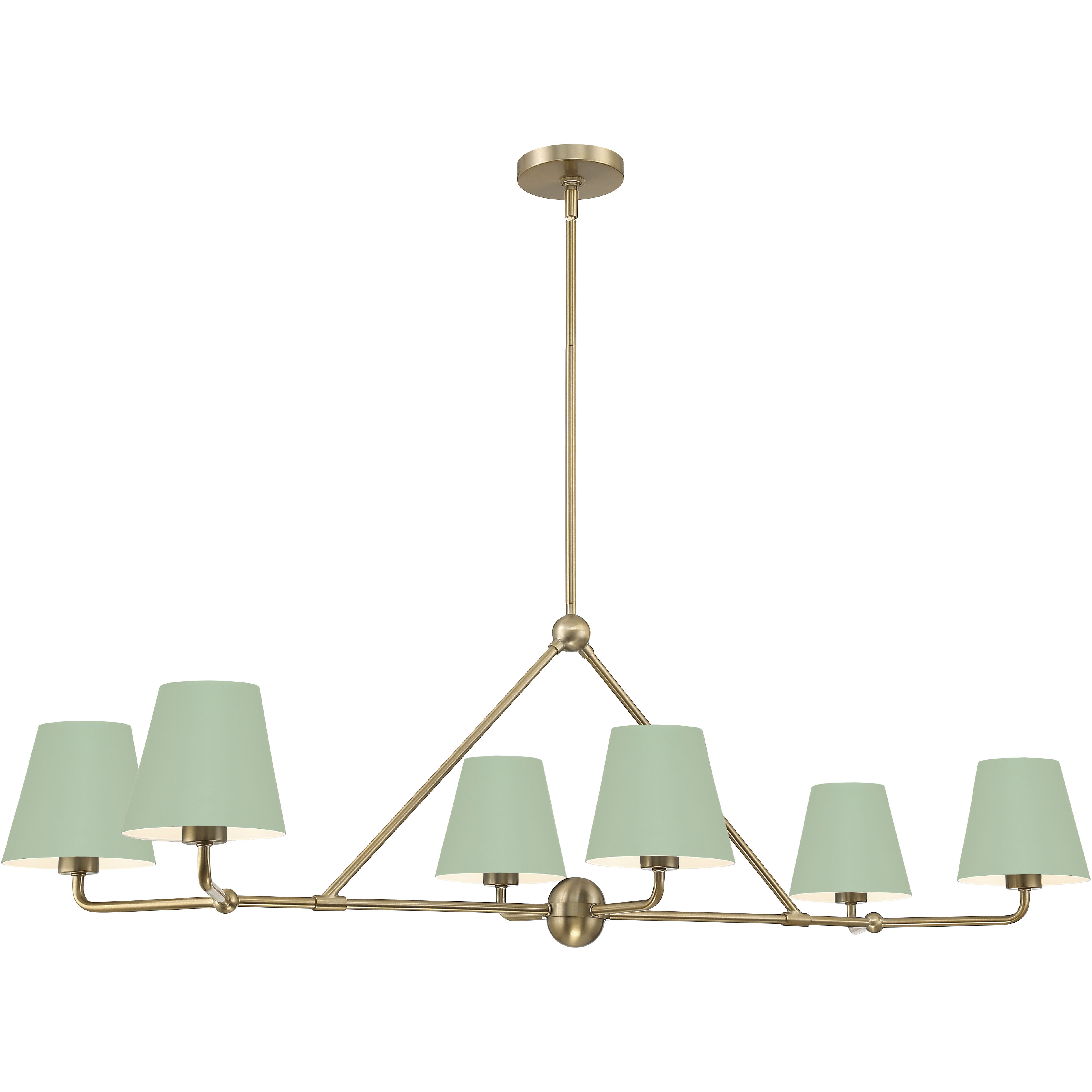 Xavier 6 Light 46 inch Vibrant Gold Linear Chandelier Ceiling Light in Vibrant Gold and Green