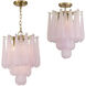 Ollie 4 Light 14.25 inch Aged Brass Chandelier Ceiling Light in Sand Glass Blush