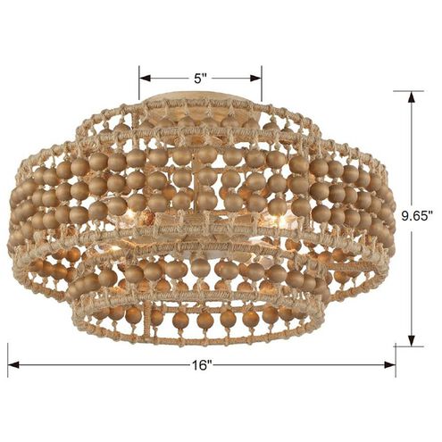 Silas 4 Light 16 inch Burnished Silver Semi Flush Ceiling Light